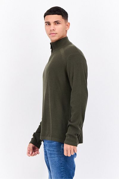 Perry Ellis Men High Neck Long Sleeves Knitted Sweater, Olive
