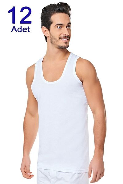 KEYAL Seher Men's Cotton Classic Combed Cotton Undershirt 12 Pack White Color
