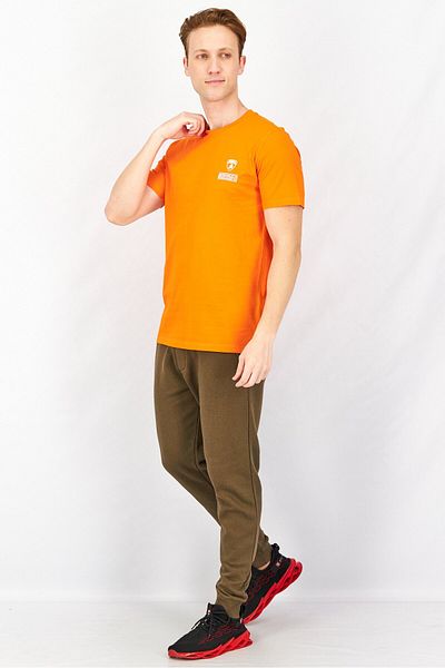 Lamborghini Men Crew Neck Short Sleeve Brand Logo T-Shirt, Orange