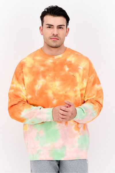 Puma x Select Men Sportswear Fit Tie Dye Outdoor Sweatshirt, Orange Combo