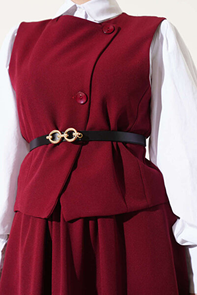 VOLT CLOTHİNG Dámská dvoudílná souprava s překříženým knoflíkem a sukní s páskem