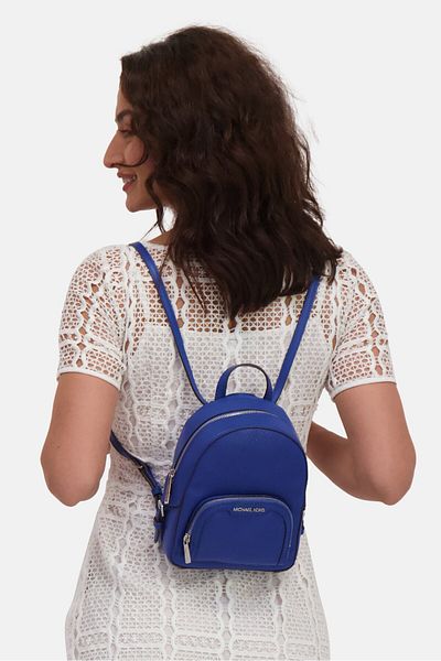 Michael Kors Women Small Leather Brand Logo Convertible Backpack 23 H x 17 L x 8 W cm, Blue