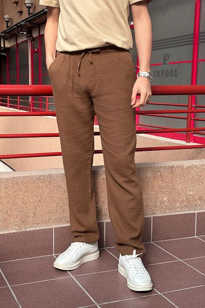 inpool Ελαστική μέση με κορδόνια Oversize Fit 100% βαμβακερό καλοκαιρινό και ανοιξιάτικο παντελόνι