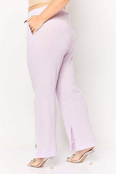 The Giving Movement Women Regular Fit Textured Wide Leg Pants, Lavender
