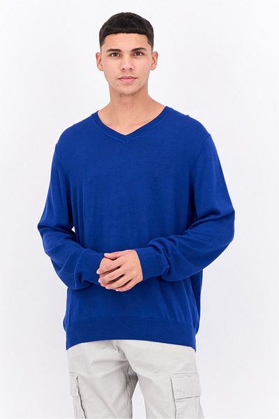Perry Ellis Men V-neck Long Sleeves Solid Sweater, Charcoal