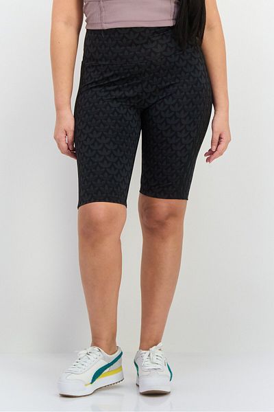 adidas Women Sportswear Fit Trefoil Monogram Outdoor Biker Shorts, Black Combo