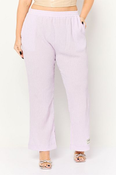 The Giving Movement Women Regular Fit Textured Wide Leg Pants, Lavender