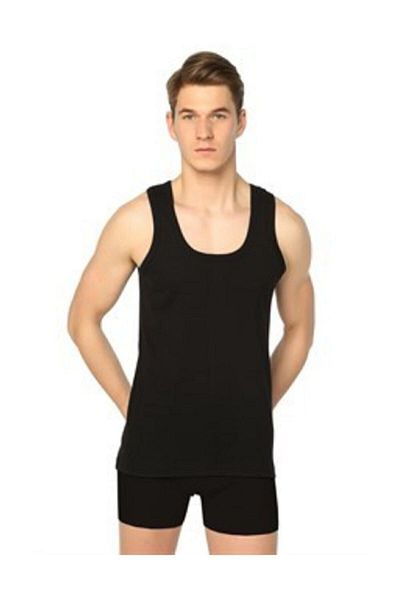 KEYAL Tutku 6 Pack Cotton Ribbed Men's Undershirt with Straps Black