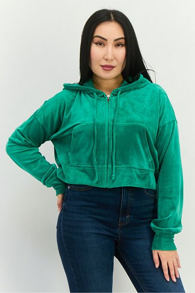 NIA Women Hooded Plain Sweatshirt, Green