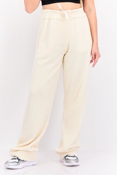 adidas Women Sportswear Fit Brand Logo Outdoor Sweatpants, Cream