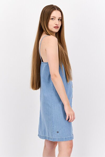 Pepe Jeans فستان نسائي قصير مغسول، أزرق فاتح