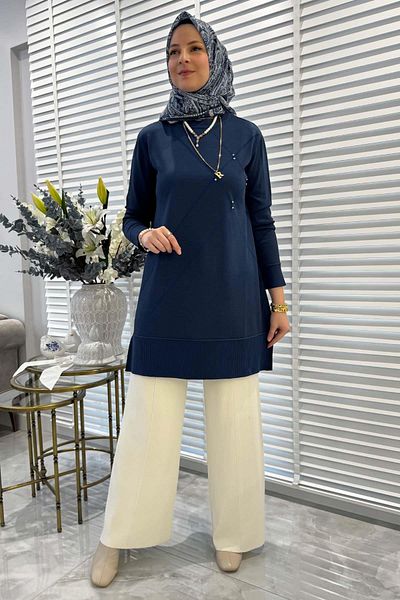 Rabia Şamlı Gonca Knitwear Tunic - Indigo