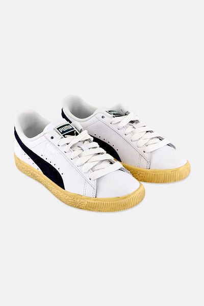 Puma Kids Boy Clyde Vintage Lace Up Outdoor Shoes, White/navy Combo