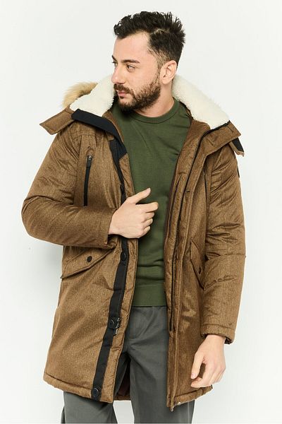 Michael Kors Men Plain Parka Jackets, Caramel Brown