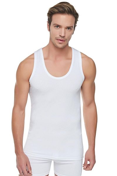 KEYAL Tutku Men's White 6 Pack Ribana Classic Tank Top