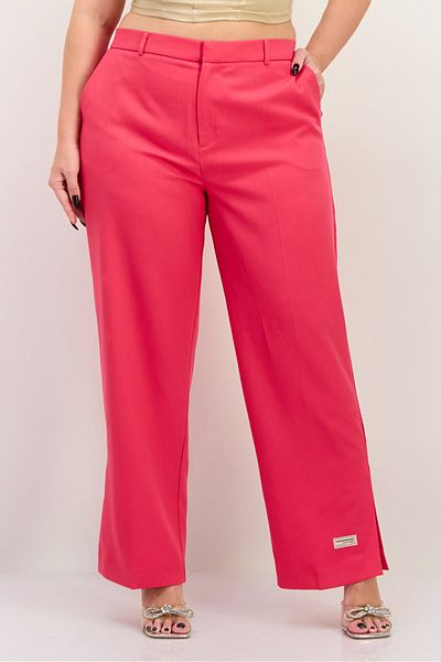 The Giving Movement Women Solid Split Hem Palazzo Pants, Dark Pink