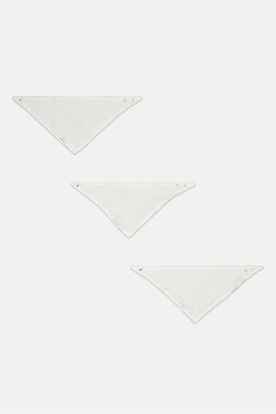 RABBİT BEAR Toddlers Boy 3pcs Printed Bandana Bib, White Combo