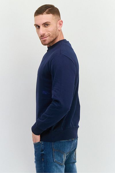 GAS Men Crew Neck Graphic Print Long Sleeves Sweatshirt, Navy