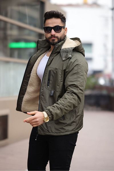 FLUEND MODA Men's Hood Detachable Cold and Windproof Coat