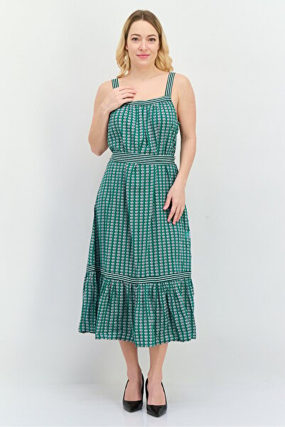 Nautica Women Floral Print Midi Dress, Green Combo