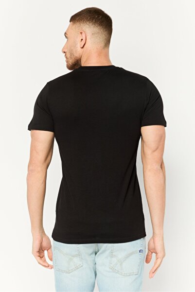 Cavalli Class Men Round Neck Short Sleeve Graphic Print T-Shirt, Black