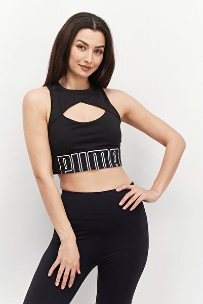 Puma Women Brand Logo Padded Sports Bra, Black