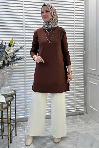 Rabia Şamlı Gonca Stone Knitwear Tunic Brown