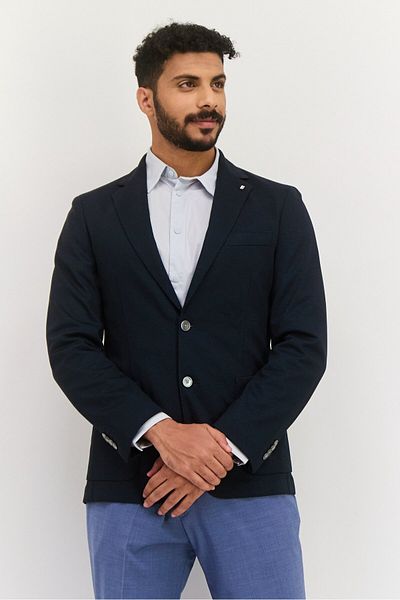 BOSS Men Slim Fit Brand Logo Semi-Formal Suit Jacket, Navy Blue
