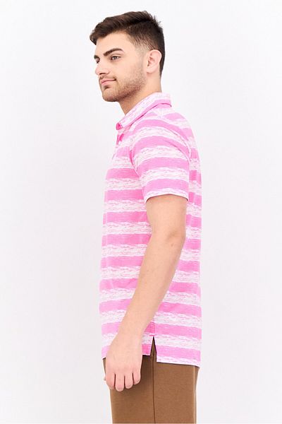 adidas Men Sportswear Fit Short Sleeve Outdoor Polo Shirt, Pink