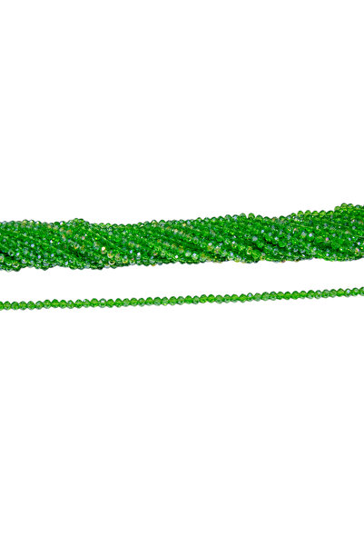 Serhat Aksesuar ve El İşçilik 4 mm Grass Green Oblate Crystal Glass Beads 1 S...