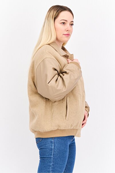 ASOS Women Textured Shirt Jacket, Tan