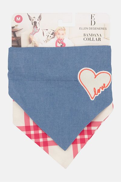 ED Ellen DeGeneres 2 Pieces Embraided Pet Bandana Collar, Blue Combo