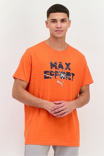 Puma Men Sportswear Fit Short Sleeve Training T Shirt, Dark Orange