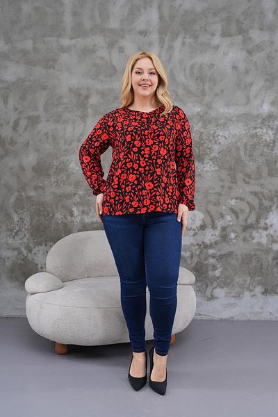 WestBound Women's Large Size Long Sleeve Summer Print Blouse |   Tunic |   Shirt