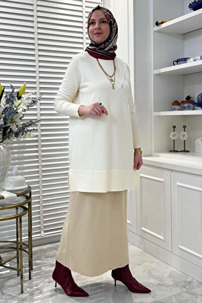 Rabia Şamlı Gonca Stone Knitwear Tunic Stone