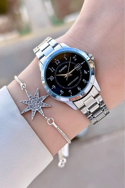 Casio Brand Gray Black Color Women's Wristwatch with Calendar