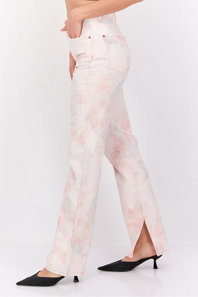 Guess Women Regular Fit Tie Dye Stretchable Denim Jeans, Dusty Pink