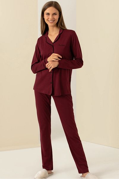 Pierre Cardin Women's Cotton Modal Fabric Long Sleeve Front Buttoned Shirt Pajamas Set