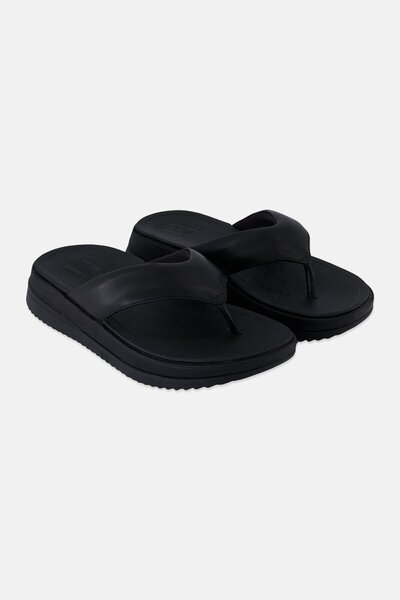 Fitflop صندل نسائي من الجلد سهل الارتداء، أسود