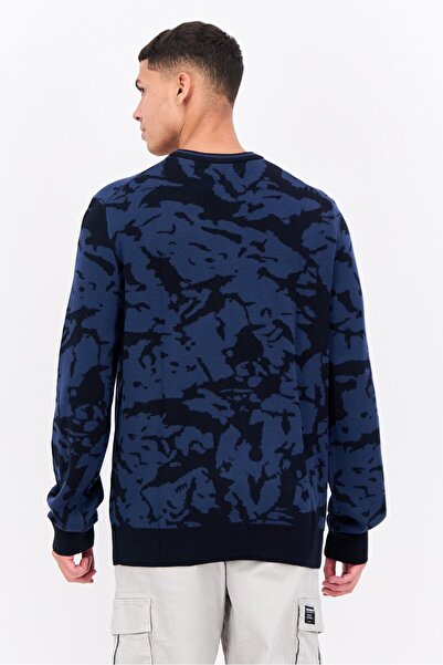 Perry Ellis Men Crew Neck Allover Print Long Sleeves Sweatshirt, Black