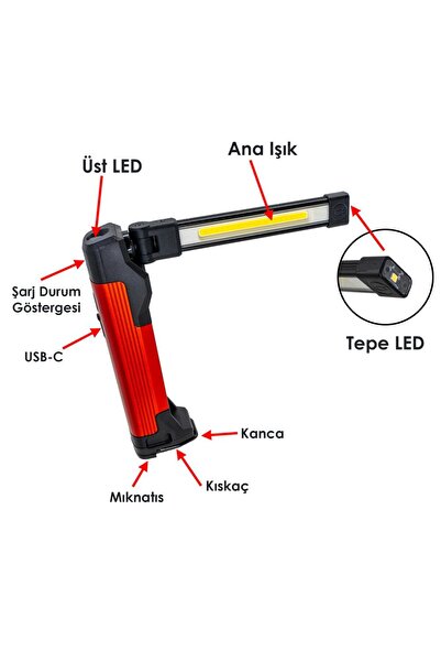 İzeltaş İzeltaş COB LED Şarjlı Katlanır Çalışma Lambası 400 lm