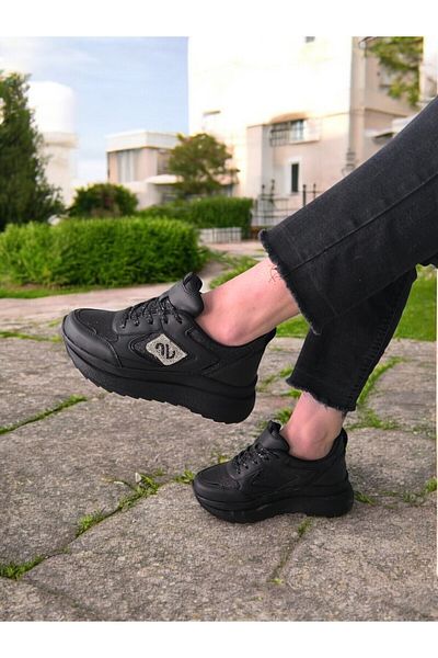 Nubbock Pantofi sport casual de damă, negri, cu talpă înaltă, argintiu, piatră NK4008