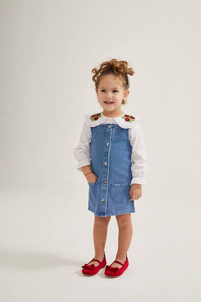 Teeny Weeny Kids Set cămașă din denim pentru fete