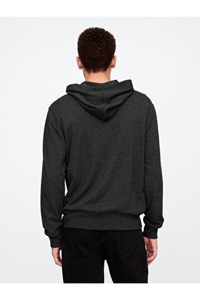 GAP Men's Dark Gray Logo Zippered French Terry Fabric Sweatshirt