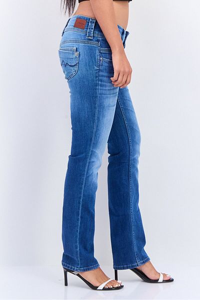 Pepe Jeans Women Regular Fit Low Waist Stretchable Straight Leg Jeans, Denim Wash