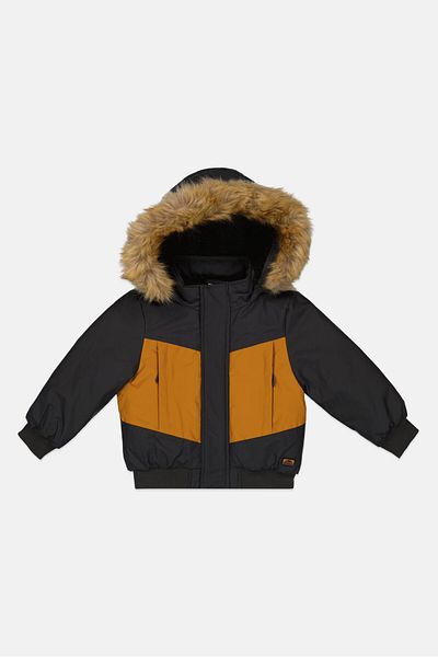 TAPE A L'OEIL Toddlers Girl Two-tone Puffer Jacket, Dark Grey
