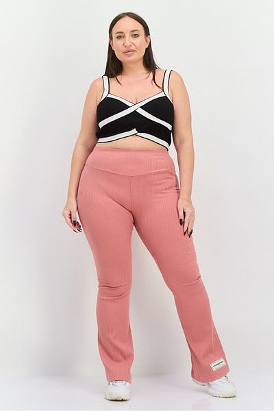 The Giving Movement Women Ribbed Pull On Wide Leg Pants, Pale Rose