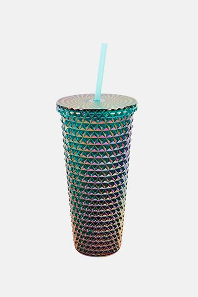 Vessel Metallic Tumbler With Lid Straw 710ml, Green