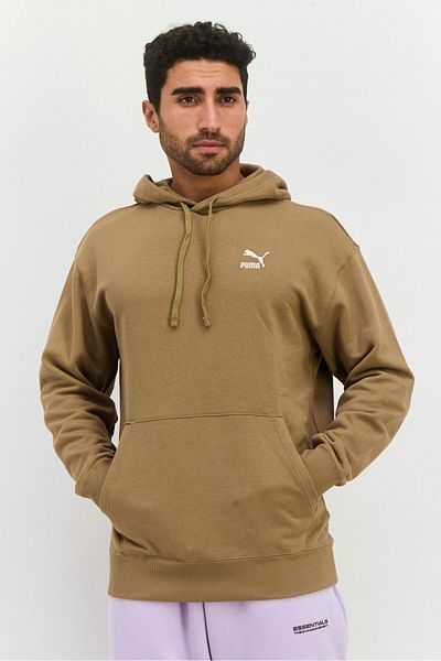 Puma Men Sportswear Fit Long Sleeve Outdoor Hooded Sweatshirt, Tan