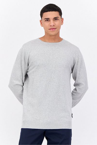 French Connection Men Crew Neck Knitted Long Sleeves Sweatshirt, Grey